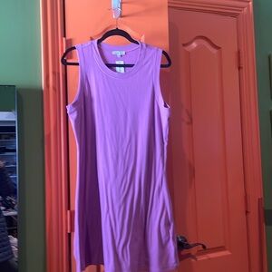 💜 NWT Another Love purple ribbed sleeveless dress size large 22 inch pit. 💜